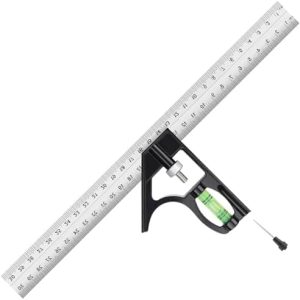 12" Metric Combination Square Ruler for Electricians and Carpenters 45-90 Degree Marking Bubble Level Square Tool Woodworking Combo Square (300mm)
